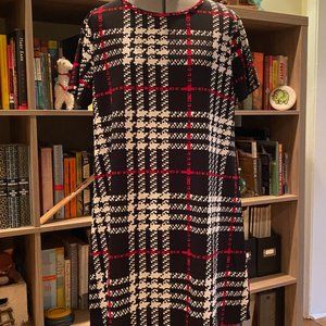 Red/White/Black Tweed Print Dress